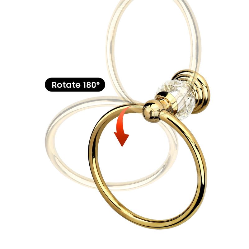 Crystal Gold Towel Ring, Gold Bathroom Towel Holder Ring, Golden Towel Rack Hanger Home Hand Towel Ring Towel Holder for Bathroom Wall Mounted Bathroom Accessory