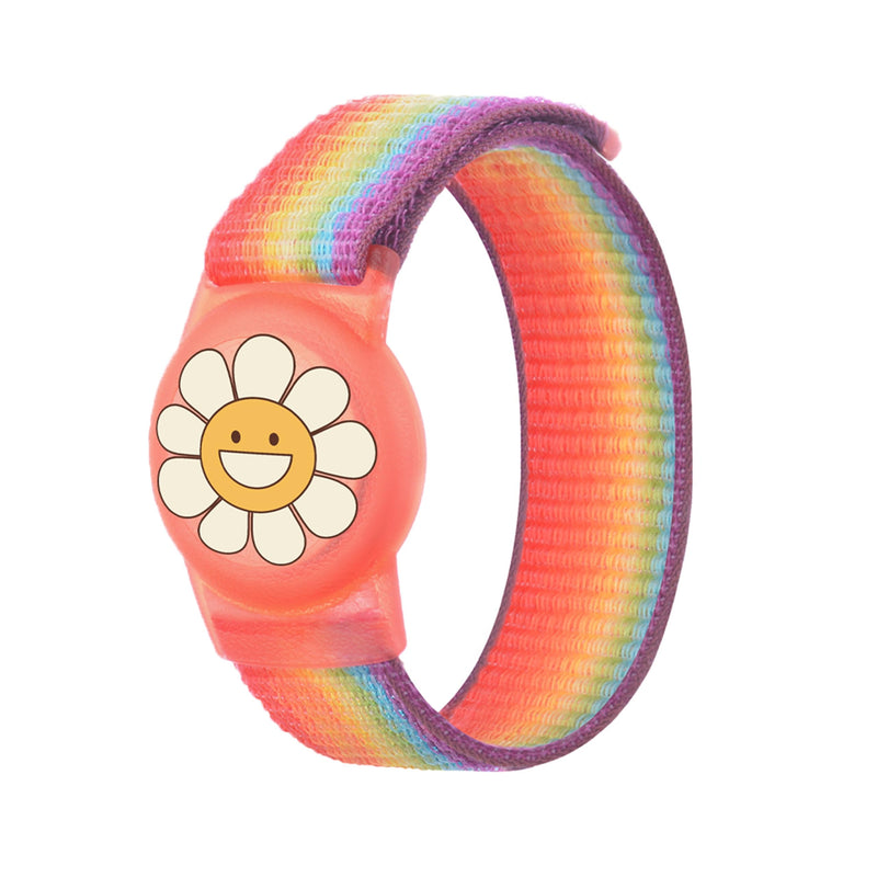 Nylon Bracelet Compatible with Airtag for Kids 2 Pack Cute Cartoon Pattern Hidden Wristband Compatible with Apple Air Tag Anti Lost Watch Bands for Child(Sunflower) Sunflower