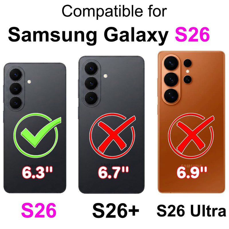 Case Wallet for Samsung Galaxy S26 5G 6.3", Purple | RFID Blocking, 3 Card Holder Stand, Shockproof TPU Shell, PU Leather Magnetic Closure for Samsung Galaxy S26 - 6.3"