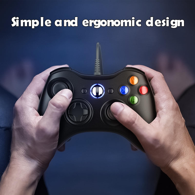 Gamrombo Wired Controller for Xbox 360-2 Pack, Compatible with xbox 360/360 S/360 E, with Dual-Vibration, 2.5mm headphone Jack（Black+White） Black+White