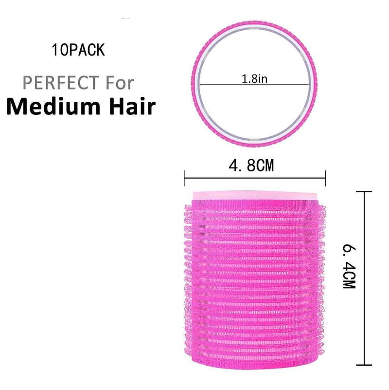 Hair Rollers Self Holding Rollers Gripping Sticky Rollers Self Grip Salon Hairdressing Curlers DIY Curling Tool（10 Packs）pink