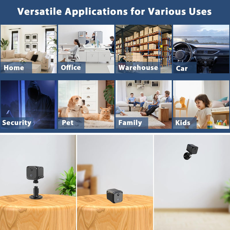 Cellular Security Camera Wireless, No WiFi Security Camera Indoor, 4G LTE Home/Office Cam with Auto Night Vision, Built-in SIM Card, 2K Live Video, 20 Day Standby Battery, PIR Motion Detection Single Lens-4G LTE