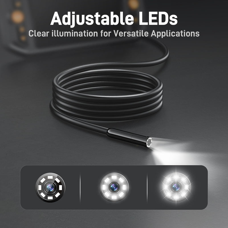 Teslong Endoscope Borescope with Light, Snake Inspection Camera for Automotive Engine, Waterproof Fiber Optic Camera for Mechanics - Ideal for Wall, Vent, Wire Video Scope (16.5FT)