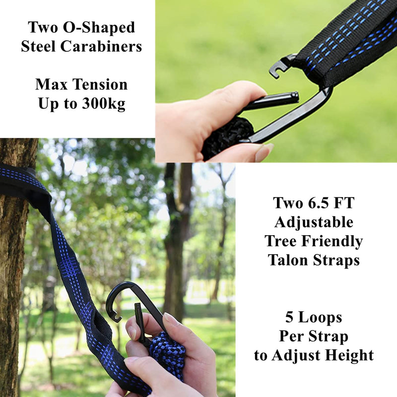 Camping Hammock Double & Single Portable Hammocks Ultralight Nylon Parachute Hammocks with 2 Tree Straps for Backpacking, Travel, Beach, Backyard, Camping, Hiking (Medium, Camouflage) Medium