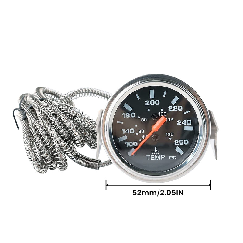 Mechanical Car Water Temp Temperature Gauge Endxedo 2'' inch 52MM Pointer Electrical Water Temperature 12V Temp Gauge Car Meter with Sensor NPT 1/2