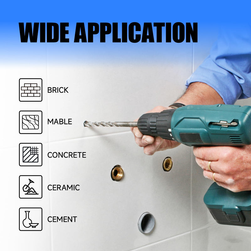 Pro Edge 14 Pcs Masonry Drill Bit Set 5/32"-1/2", Carbide Concrete Drill Bits with Shockproof Hex Shank and Industrial Carbide Bit Tip for Brick/Glass/Cement/Tile/Plastic, with Storage Box 5/32"-1/2" 14pcs All-in-one