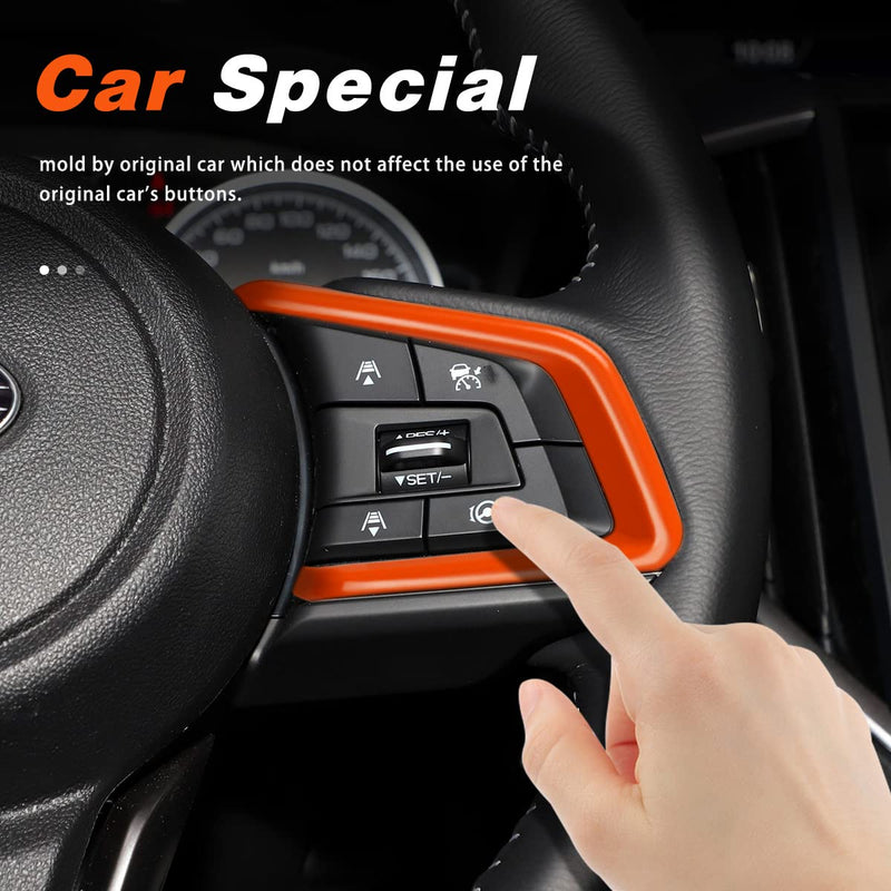 Auovo Steering Wheel Cover Trims for Subaru Crosstreck Outback Legacy Accessories 2018-2025 2026 Steering Wheel Panel Frame Covers for Subaru Impreza 2017-2026/19-26 Forester/Ascent 2018-2026 (Orange) Orange