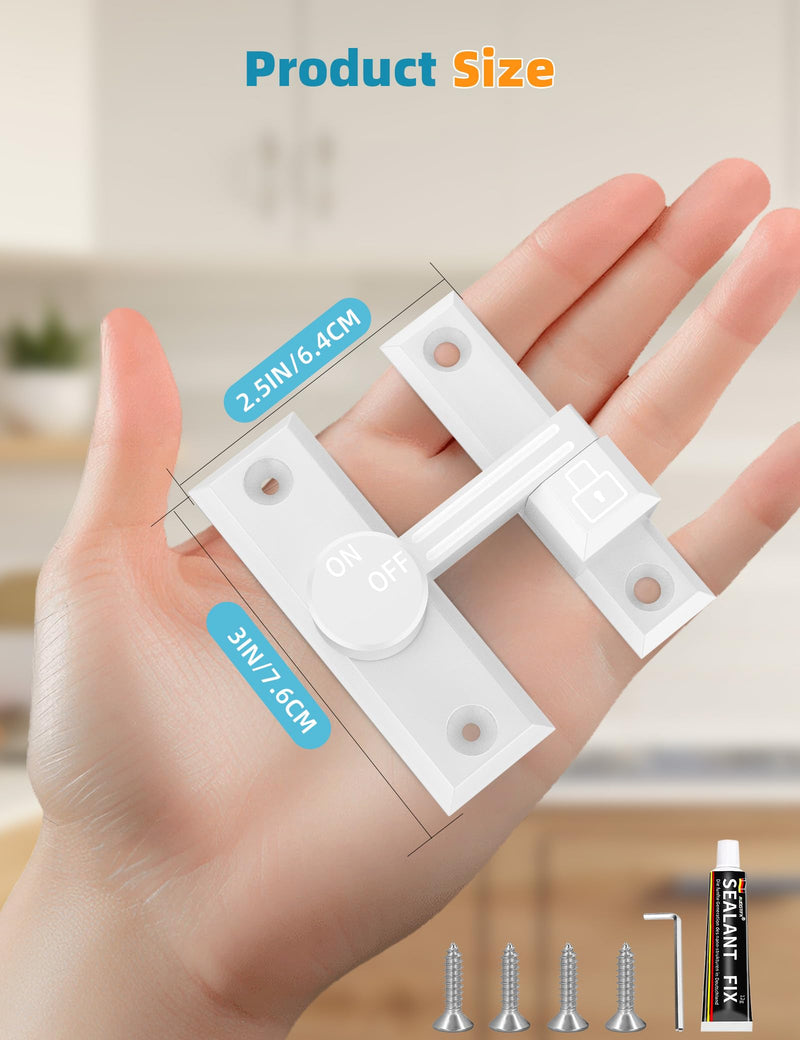 90/180 Degree Barn Door Lock, Small Flip Gate Latches Hardware, Door Security Sliding Door Latch Lock for Barn, Gate, Cabinet, Bathroom, Garden (White 2 Pack) White