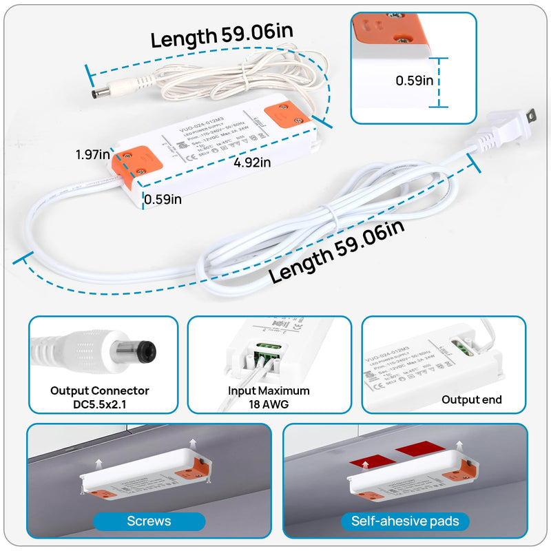 Litever Under Cabinet Lights Plug in. Slim. Super Bright. 21W. Dimmable. 1 Remote Controls Multiple Lighting Kits Synchronously. Perfect for Kitchen Under Cabinets, Over Counter Lights.Daylight 5000K. Daylight 5000K