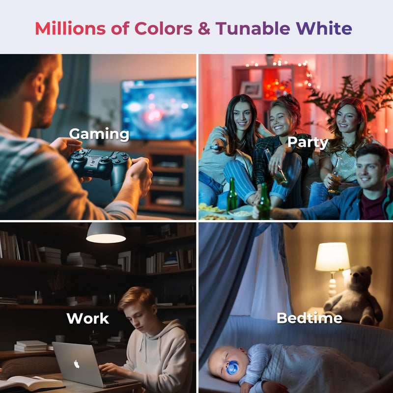 THIRDREALITY Zigbee Smart Color Bulb ZL1 4Pack,Compatible with Home Assistant(ZHA&Z2M), SmartThings,Aeotec,Homey,Hubitat or Echo Devices With Built-in Hub,A19 RGBCW Bulb,2700K-6500K Tunable,800 Lumens 4 Pack