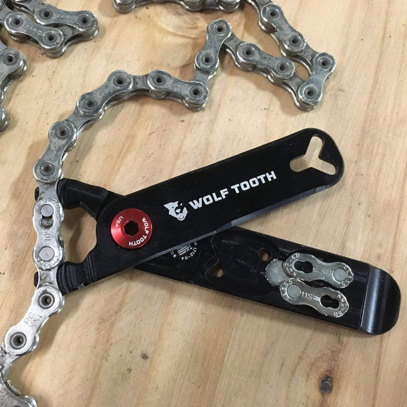 Wolf Tooth - Master Link & Plier - Pack Pliers | Bike Multi Tool Quick Link Pliers with Bike Tyre Levers, Valve Core Remover | Chain Tools 9/10/11/12 Speed Bicycle Repair | Orange