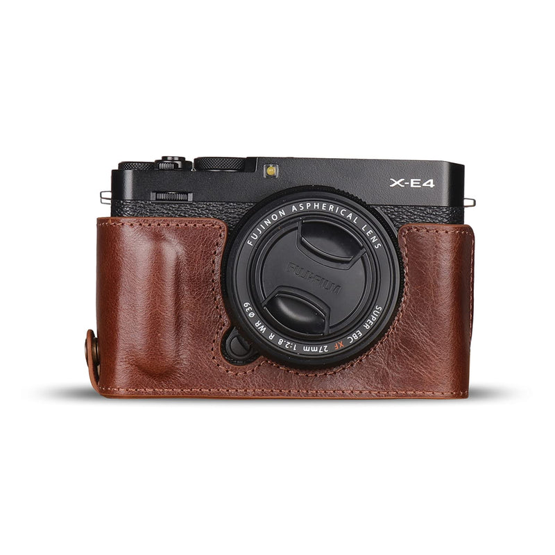MegaGear Ever Ready Genuine Leather Camera Half Case Compatible with Fujifilm X Series X-E4,Brown,MG1982 One Size Brown
