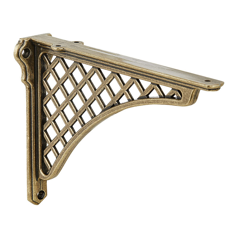 2 Pack Heavy Duty Cast Iron Victorian Shelf Bracket, 7.8 Inches Antique Brass Baroque L-Shaped Shelf Brackets, DIY Projects, Hardware Included 8 Inch