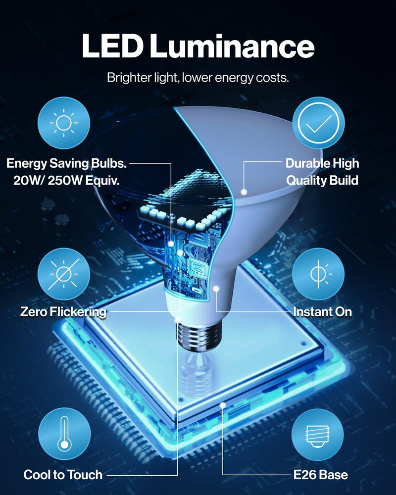Sunco PAR38 LED Outdoor Flood Light Bulb, Ultra Bright, 2800 LM, 20W (250W Equivalent), 5000K Daylight, Dimmable, E26 Medium Base, for Security Garage Yard Driveway, UL 2 Pack