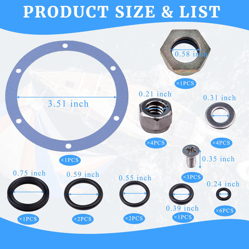 25 Pcs Hydraulic Helm Seal Rebuild Kit Fit for SeaStar BayStar HS5176 HH-5271 5272 5741 5742 Replacement Repair Kits Nuts Screw Caps Sealing Washers O-rings Flat Washers Countersunk Screws
