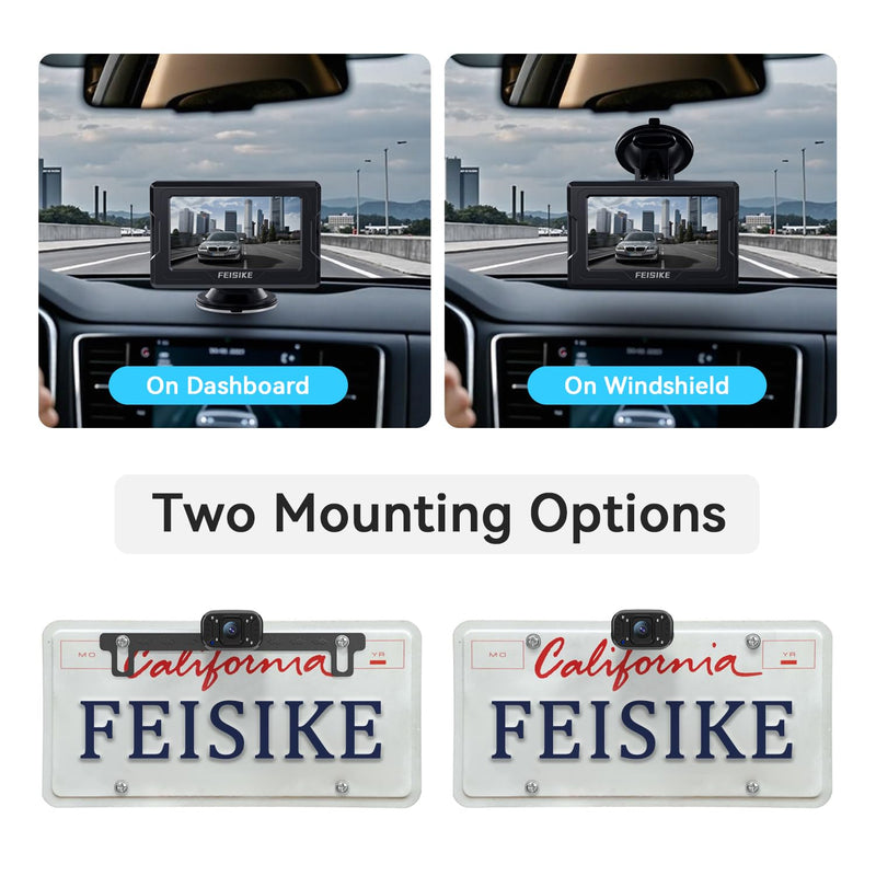 FEISIKE Backup Camera, 1080P IR Night Vision with Monitor, Easy Setup Plug-Play Rear View Camera, 150 Degrees Wide Angle, IP68 Waterproof, 4.3" Display for Car Truck SUV 4.3 inch