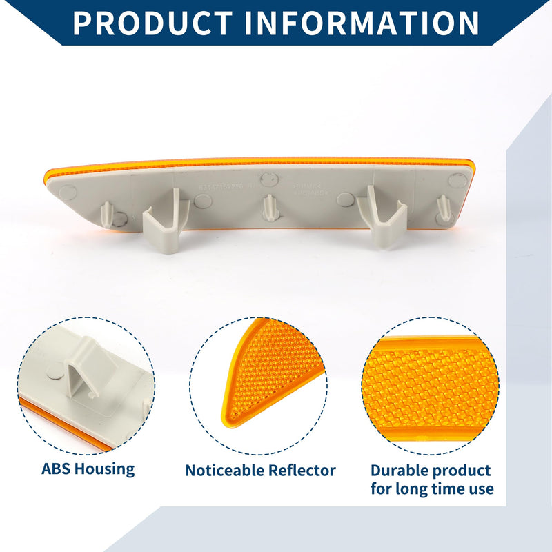 No.63147162220 Bumper Reflector for BMW X3 2007-2010 Front Right Bumper Reflector Side Marker Durable Plastic 1 Pcs Yellow