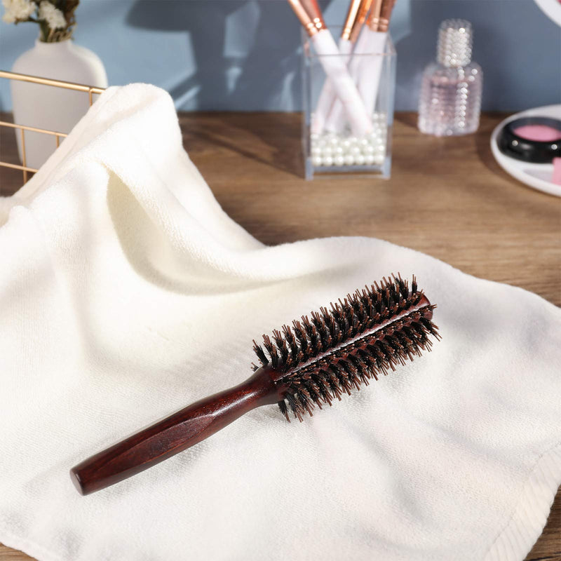 1 Pack Boar Bristle Round Brush Round Hair Brush, Wooden Handle Styling Brush Anti Static Quiff Roller Hair Comb for Men and Women, Straightening and Curling, Wet and Dry Hair | Anti Static Quiff Roller Hair Comb for Men and Women Straightening and Cur...