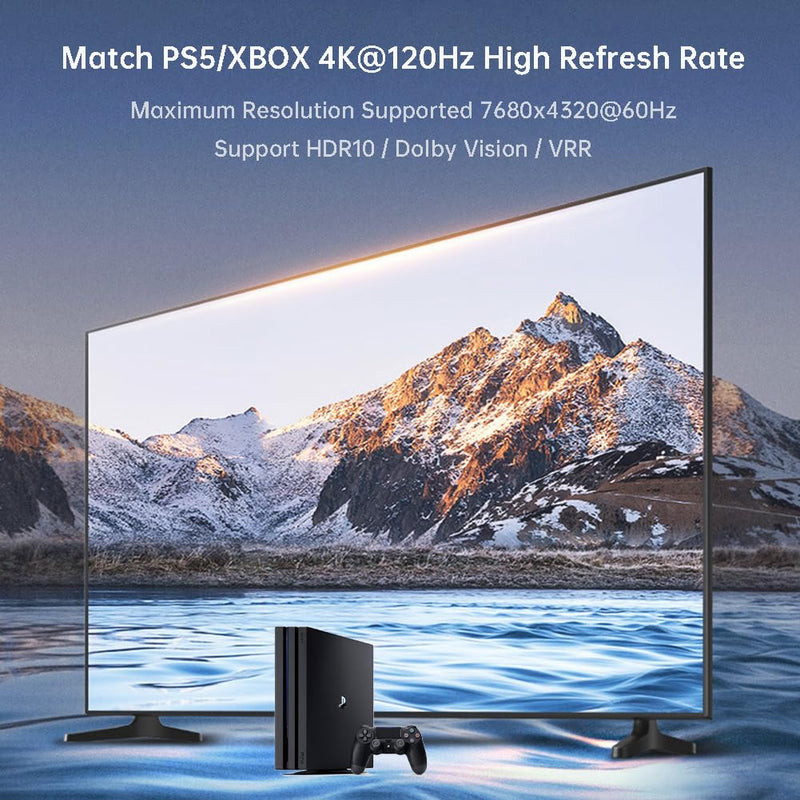 8K HDMI 2.1 Audio Extractor 4K@120Hz/8K@60Hz, HDMI to Optical and 3.5mm Audio Adapter for PS4/5, Fire Stick, Speakers, Headphones, Blu-ray Player