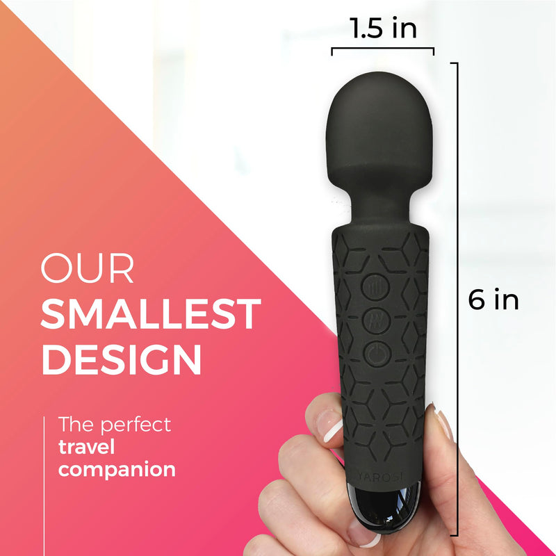 Yarosi Micro Personal Massage Wand Smallest Strongest Handheld Cordless Massager, Strong Powerful Compact Perfect For Travel, Magic Stress Away, All Body Back Legs Hand Pains Sports Recovery Black