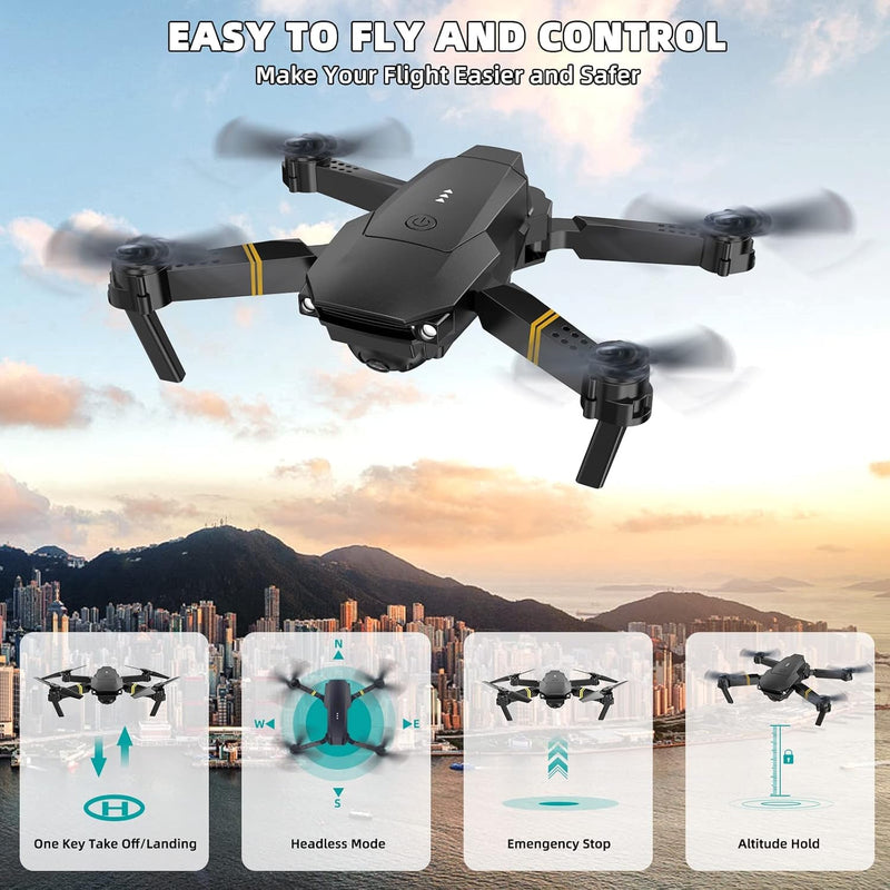 Drones with Camera for Adults 4K 1080P 3 Batteries Foldable Mini Drone with Camera, Altitude Hold, One Key Take Off/Landing, 3 Speed Mode, 3D Flip, for15 Years Old Up (Blue012) Blue012