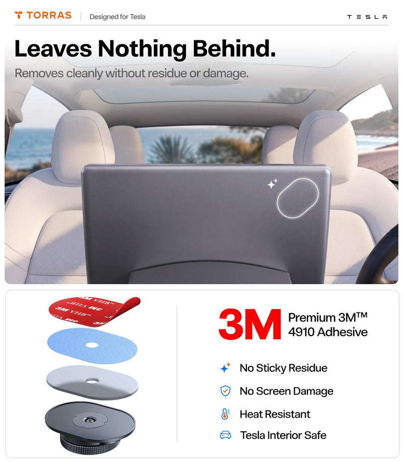 TORRAS Stow Tesla Phone Mount [Hidden & Strong Magnet] 360°Rotation Foldable Tesla Phone Holder Fit for All Phones, Tesla MagSafe Car Mount, Tesla Accessories for Model Y Model 3/S/X/Cybertruck