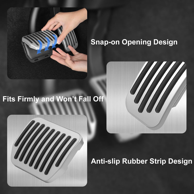 Performance ABS Pedal Pad Accessories Brake for Tesla Model y Juniper Accessories Model 3 Highland Accessories 2017-2026 Non-Slip Protector Accessories Foot Pedal Pad Replacement （Silver） New Pedal Pad Silver