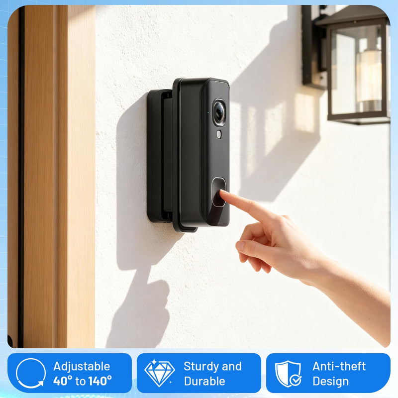 Adjustable Doorbell Mount Compatible with Blink New-est 2026 Battery Doorbell 2K+, 40°-140° Left/Right Swivel Doorbell Camera Mount, Wide Viewing Angle Bracket for Home/Apartment - Black