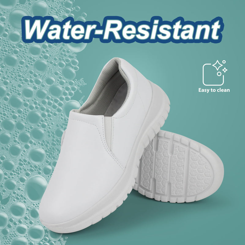 Hawkwell Women's Slip On Lightweight Water Resistant Nurse Shoes Slip Resistant Healthcare Work Shoes 8 White