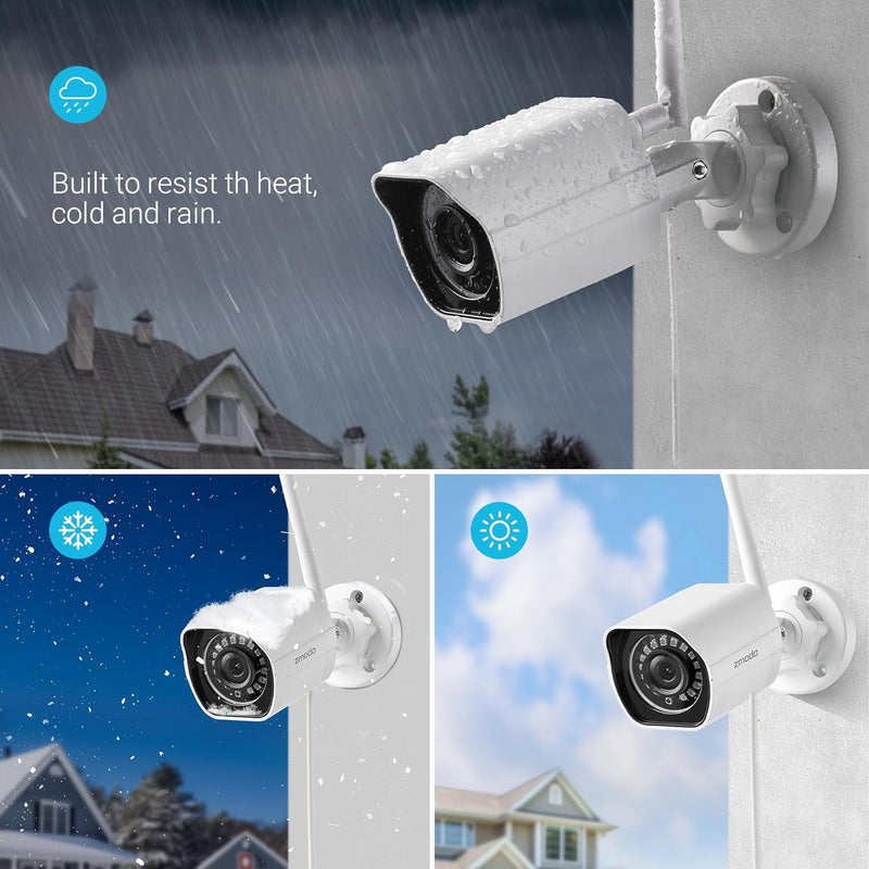 Zmodo Cameras for Home Security (Indoor & Outdoor Camera Bundle), 1080p HD, IP Camera Wireless WiFi, Motion Detection, Two-Way Talk, Night Vision, Remote View, Cloud Service, Work with Alexa/Google 4 Pack