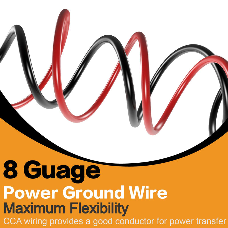 50FT 8 Gauge Wire Copper Clad Aluminum CCA Black/Red with 8ga lugs,60A Fuse Holder,Heat Shrink Tube - Battery Power/Ground Cable,Car Audio Speaker,RV Trailer Amp Wiring kit (25ft Each- Black/Red) 50FT