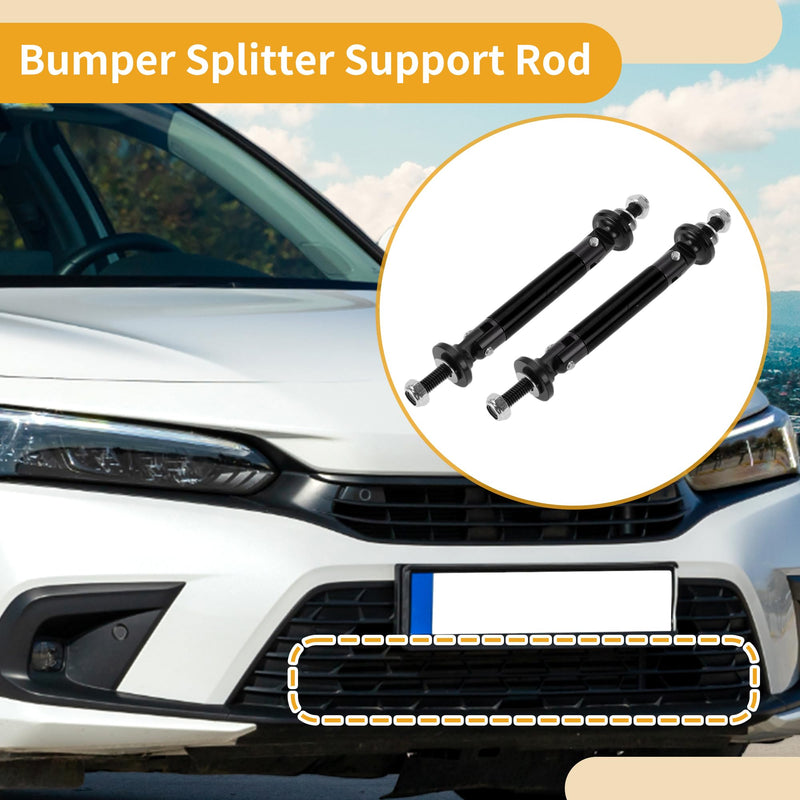 2pcs 45mm/1.77in Car Splitter Support Rods Adjustable Front Rear Bumper Lip Splitter Strut Rod Tie Support Bars Aluminum Alloy Black