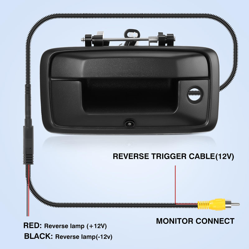 Tailgate Handle Backup Camera Fit for Chevy Silverado 2014-2018,Fit for GMC Sierra 2500HD 3500HD Canyon 2015-2018 Tailgate Reversing Rear View Park Assist Camera RCA Plug Replaces 23448681