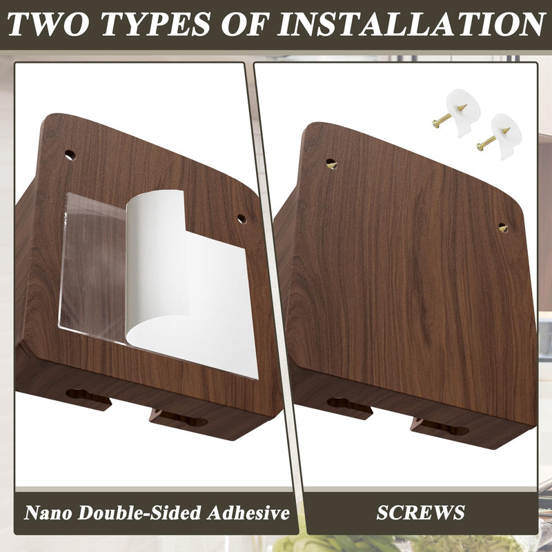 2 Pack Wall Phone Holder Phone Stand with Charging Hole (Wood Grain) | Compatible with iPhone and Android, remote control stand, bedside phone holder, for home office boat rv accessories