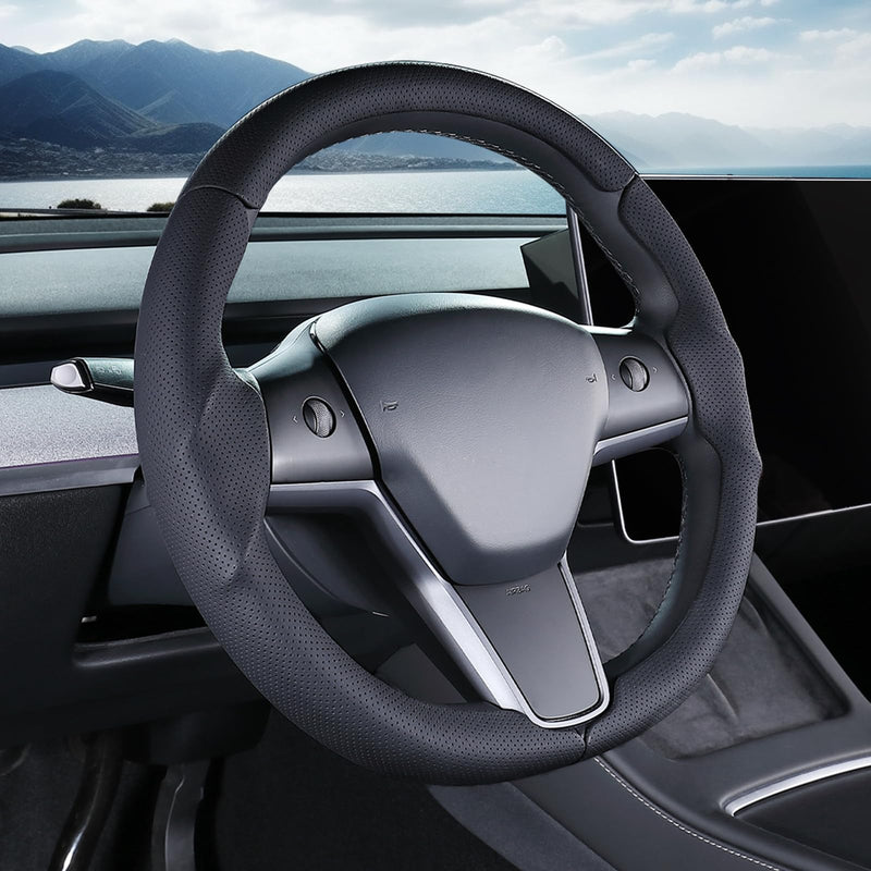 Steering Wheel Cover for Tesla Model 3(2017-2023) Model Y(2020-2024), Steering Wheel Accessories for Tesla Model 3/ Y Black Model 3 2017-2023/ Model Y 2020-2024