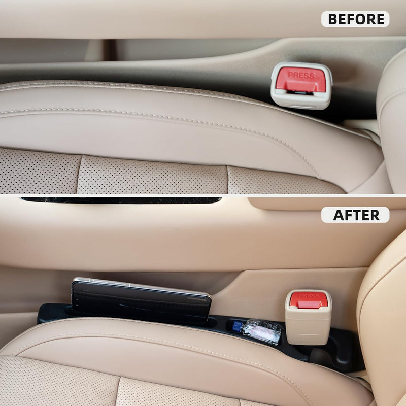 Car Seat Gap Filler 2 Pack, No Drop Seat Guard for Cars SUVs Trucks, Car Accessories Interior for Between Seat and Console, Prevent Stop Cellphone Wallet Keys Coins and Card from Dropping 2025 New Black with Dual Slot