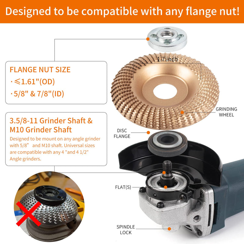 Upgraded Tungsten Carbide Wood Carving Disc Grinding Wheel, Angle Grinder Polishing Pad Wood Sanding Shaping Cutting Discs, Stump Grinder Wood Carving Tools for Angle Grinder Attachments