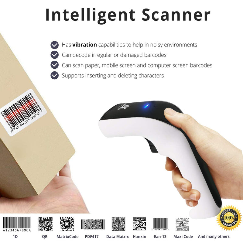 ScanAvenger Wireless Portable 1D&2D with Stand Bluetooth Barcode Scanner: 3-in-1 Handheld Scanner, Rechargeable Battery for Inventory - USB Bar Code/QR Reader (1D&2D with Next Gen Stand) 1D&2D With Next Gen Stand