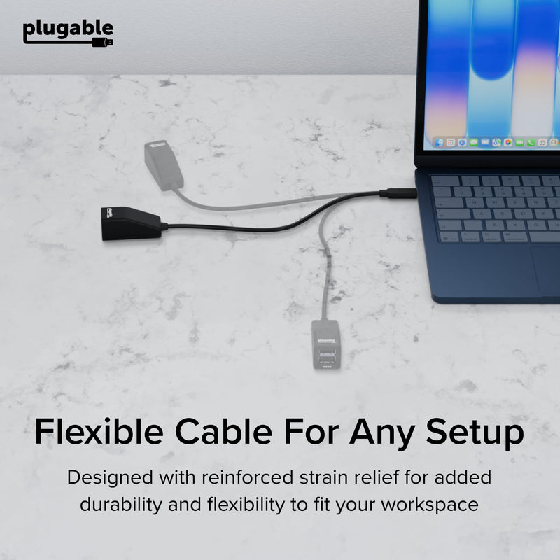 Plugable USB-C to Dual USB-A 2.0 Splitter, 2-Port Hub for USB-C Laptops: Keyboard, Mouse, Flash Drive, 480Mbps Data-Only, Plug-and-Play, 30cm Cable for Mac, Windows, ChromeOS, Linux (USBC-2PORT)
