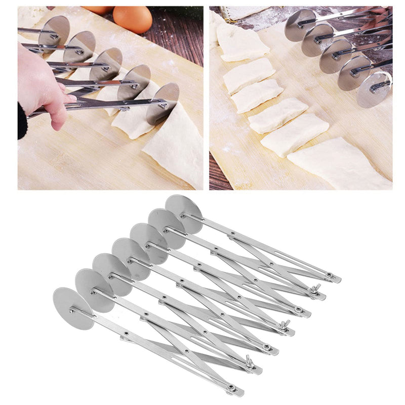 Mxzzand Pastry Cutter Pizza Wheel Dough Divider Adjustable Arm Rust‑Free High Hardness Stainless Steel Hotel Restaurant(Seven round pizza slice)