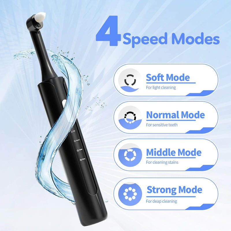 Electric Tooth Polisher, Plaque Remover for Teeth Whitening, Teeth Polishing Kits 4 Speed Modes，Rechargeable Dental Polisher for Cleaning, Waterproof Tooth Polish Tools with 5 Brush Heads& LED Light