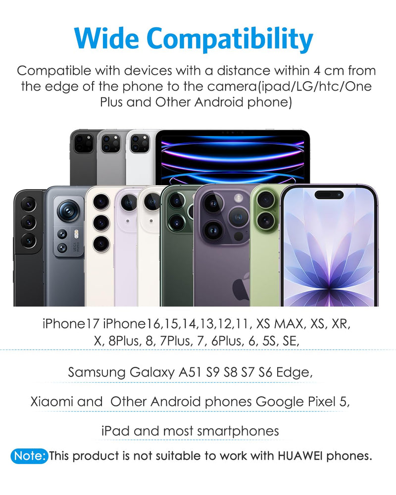Phone Camera Lens Kit, 0.45X Wide Angle + 15X Macro Lens | 2 in 1 Lens Attachment for iPhone 17/16/15/14/13, Phone Clip-on Lens for iPhone/Android, Includes Travel Bag
