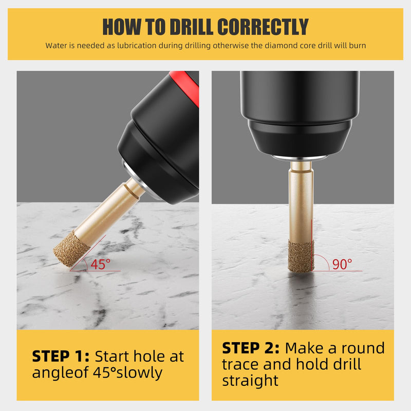12-Piece Diamond Drill Bit Hole Saw Kit for Ceramic, Glass, and Tile Cutting - Perfect for Drilling Porcelain, Marble, Granite, and Gypsum - Includes Sizes from 0.24 Inch to 1.38 Inch (6mm to 35mm)