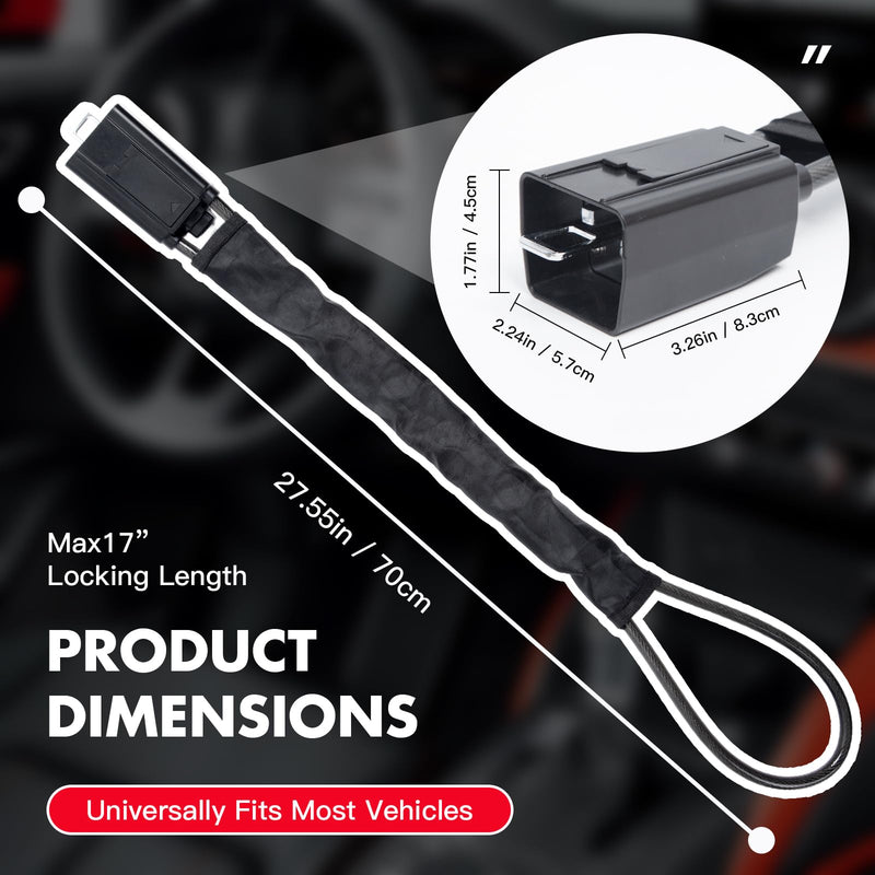 Car Steering Wheel Lock with Alarm/Keys Seat Belt Lock Anti-Theft Device | Universal Compact Lightweight Theft Prevention Security Lock for Vehicles Trucks SUVs Golf Carts RV Vans