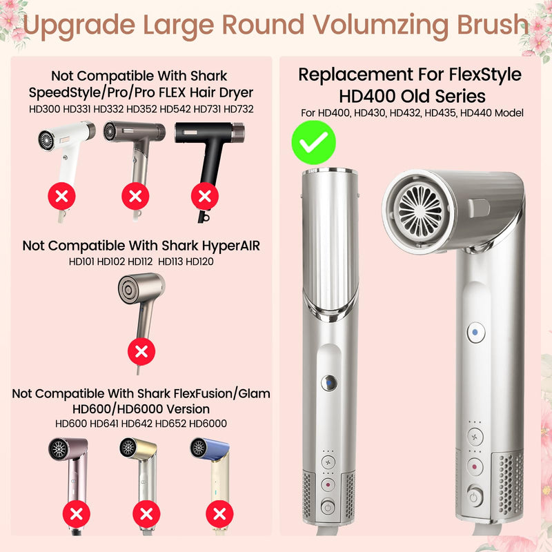 New Large Round Volumizing Brush for Shark Flex Style Attachments | 3-Inch Big Round Brush Compatible With Shark FlexStyle HD400 Series, Full Volume Curling & Smooth Blowout Styling Tool
