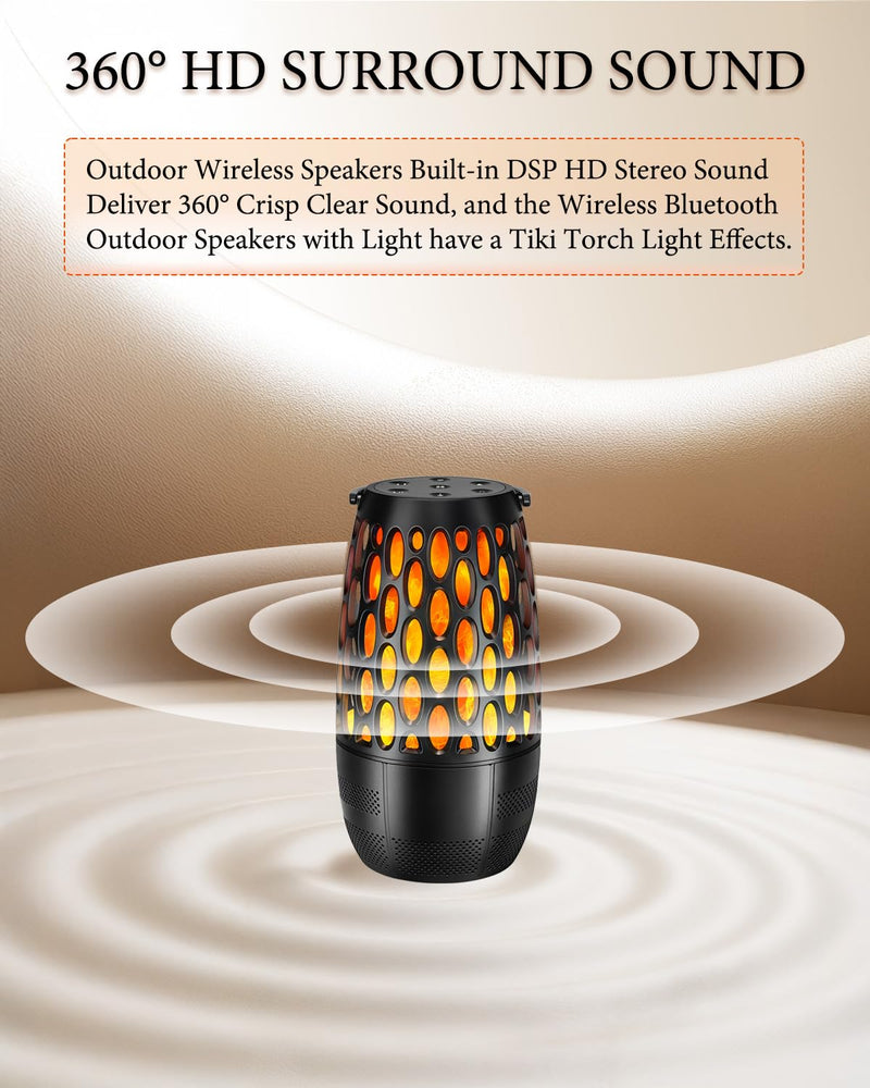 Upgraded Outdoor Bluetooth Speakers Waterproof, Outdoor Speakers with Light, Multi-Speaker Auto-Sync Up to 100 Speakers, HD Surround Sound Multiroom Digital Music System Speaker, Gifts for Men