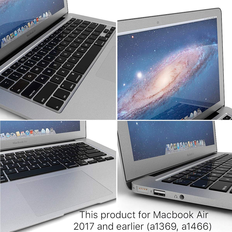 Homy Full Protection Kit for MacBook Air 13 inch 2017 or Earlier: 2x Matte Screen Protector + Keyboard Skin Touch ID + 2x Anti-Spy Camera Slide Cover + Dust Plugs + Trackpad Cover, for A1369 / A1466.