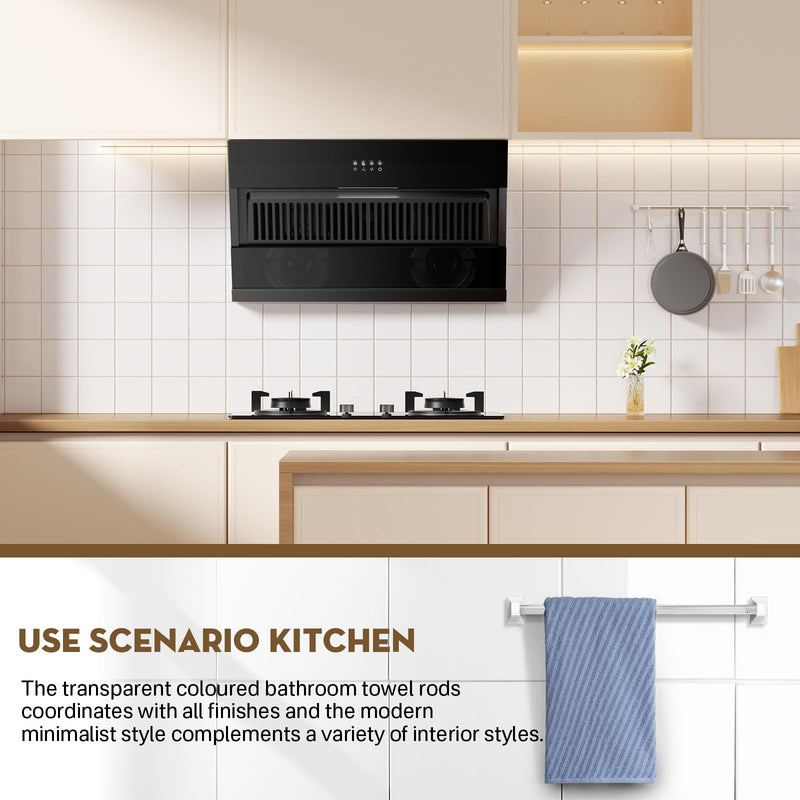 IWIWE 24 Inch Clear Square Towel Bar Replacement Rod for Ceramic Holder - Spring Loaded Adjustable Plastic Towel Rod for Bathroom and Kitchen Porcelain Holders (Reliable Plastic)