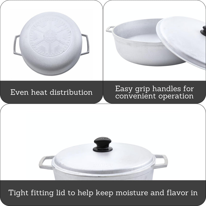 IMUSA Traditional Caldero made in Colombia with Lid, 4.8 Quart, Silver Aluminum Lid 4.8 Qt