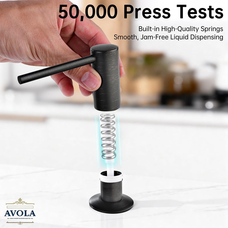 Avola Oil Rubbed Bronze Soap Dispensers with Brass Pump, 17OZ Bottle Soap Dispensers for Kitchen Sink,Commercial Liquid Dish Dispenser, Bronze Built in Sink Soap Dispenser With Soap Bottle Oil Rubber Bronze